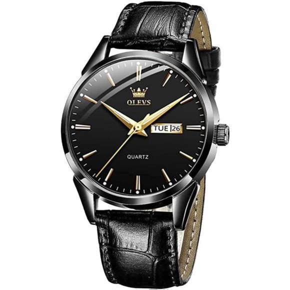 Men's Casual Leather Watch Fashion Business Dress Watch for Men Leather Band - Picture 1 of 6